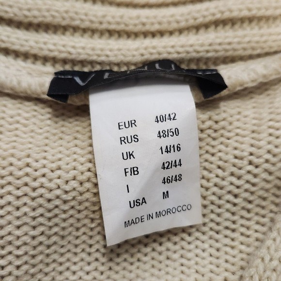 VENUS WOMENS Size Medium KNIT LONG SLEEVE BEIGE V-NECK HIGH LOW FRONT SWEATER - Picture 5 of 11